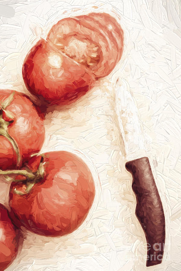Sliced tomatoes. Vintage cooking artwork Digital Art by Jorgo Photography