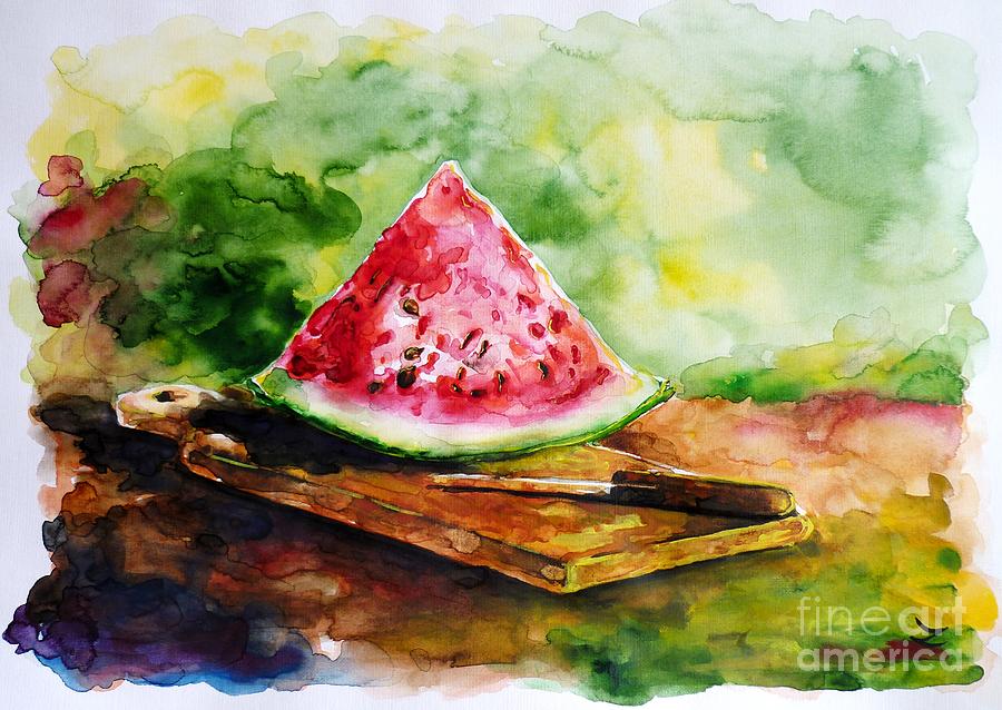 Sliced Watermelon Painting by Zaira Dzhaubaeva