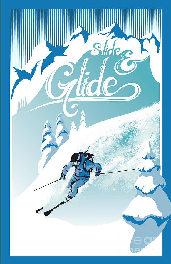 Slide And Glide Retro Ski Poster Painting by Sassan Filsoof