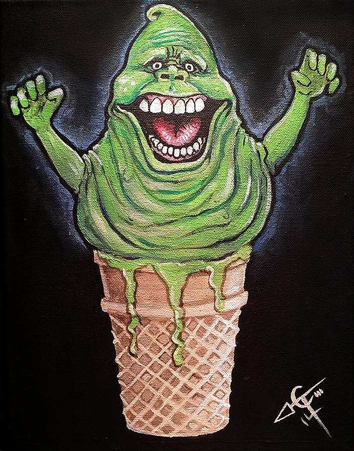 Slimer Cone Painting by Tom Carlton