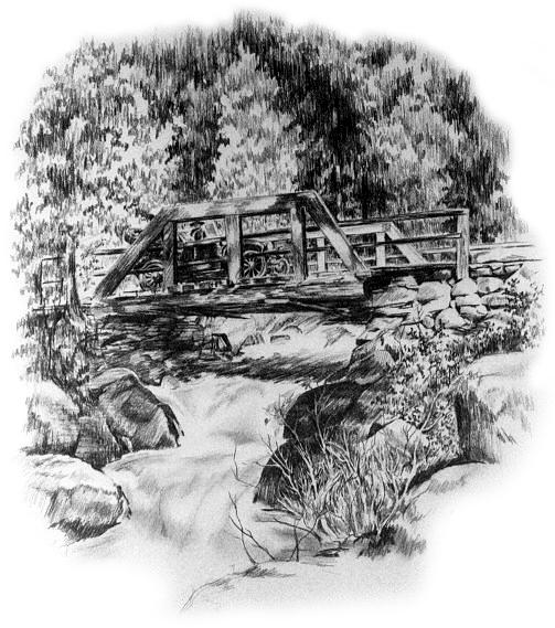 Bridge Drawing - Slippery Ford by Jonni Hill