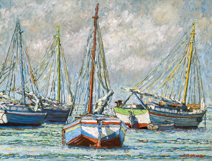 Sloops At Rest Painting by Ritchie Eyma