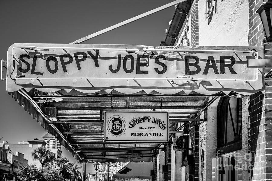 Black And White Photograph - Sloppy Joes Bar Canopy Key West - Black and White by Ian Monk