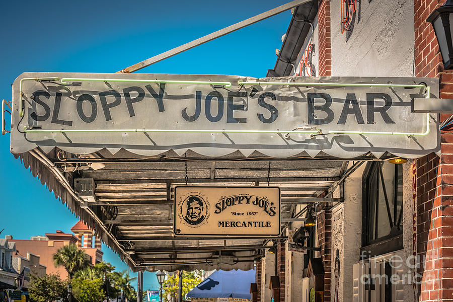 Sign Photograph - Sloppy Joes Bar Canopy Key West - HDR Style by Ian Monk