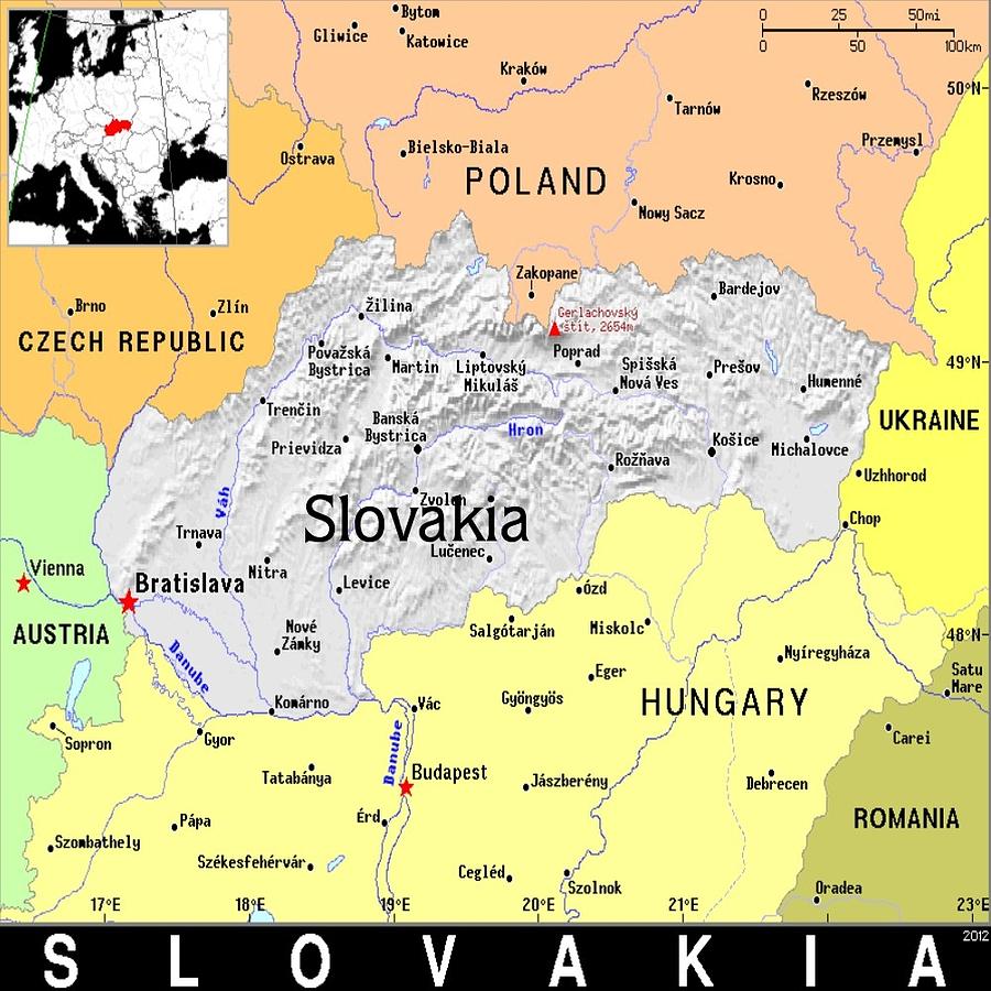 Slovakia Exotic Map Mixed Media by Florene Welebny