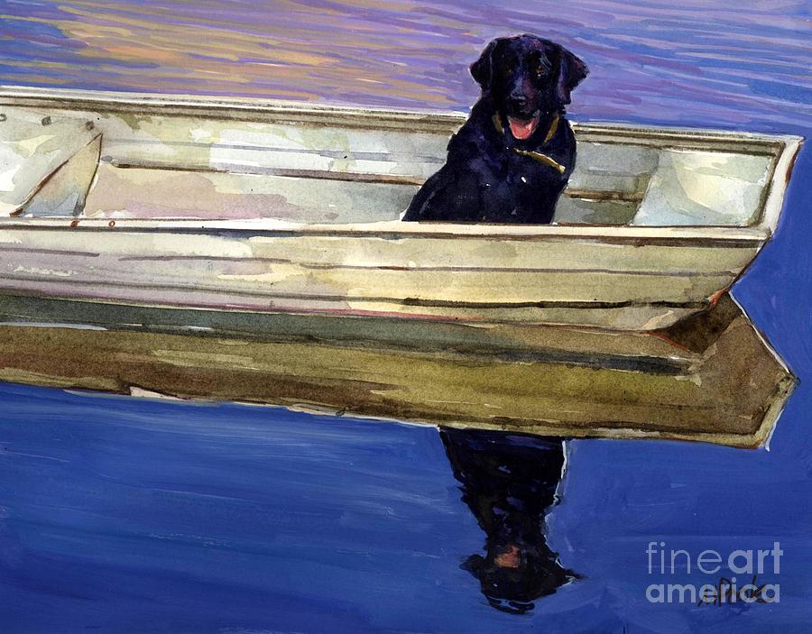 Dog Painting - Slow Boat by Molly Poole