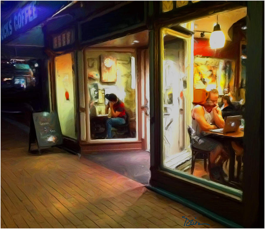 Slow Saturday Nite and the Coffee Shop Photograph by Peggy Dietz