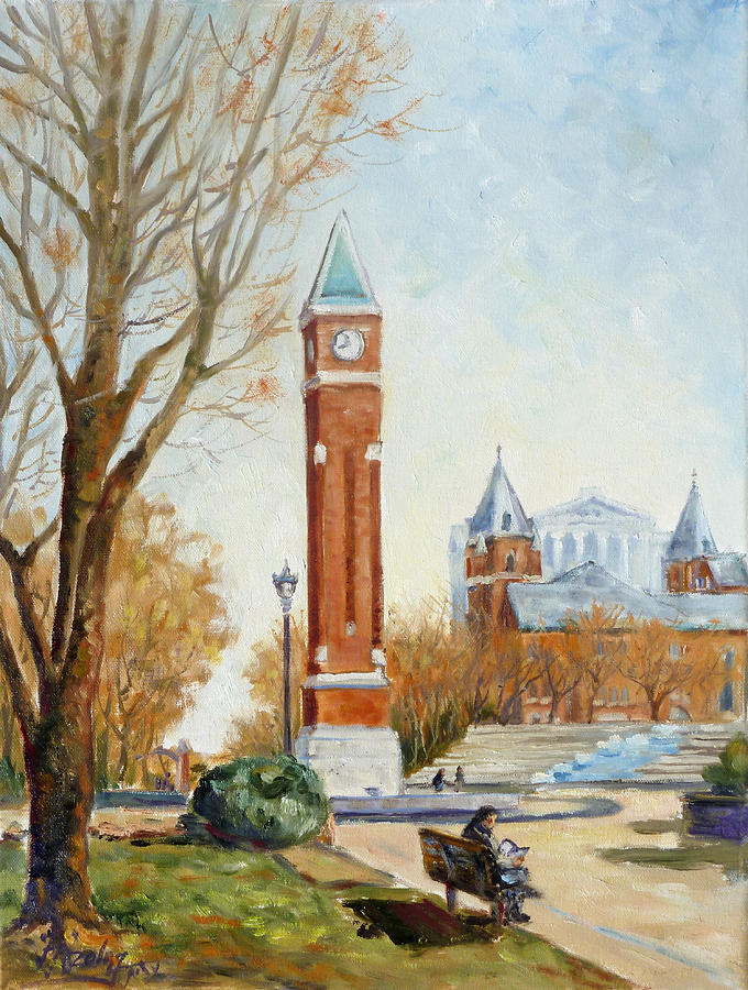 SLU Campus Clock Tower in Saint Louis Painting by Irek Szelag