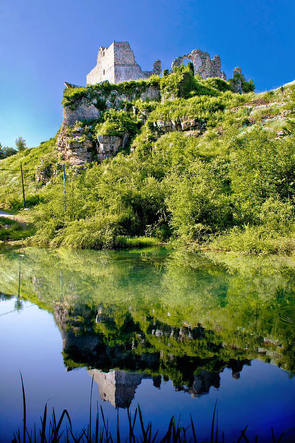 Slunj fortress ruins river reflection Photograph by Brch Photography
