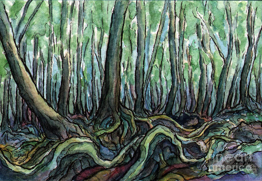 Sm005 Creepy Forest Painting by Kirohan Art | Fine Art America