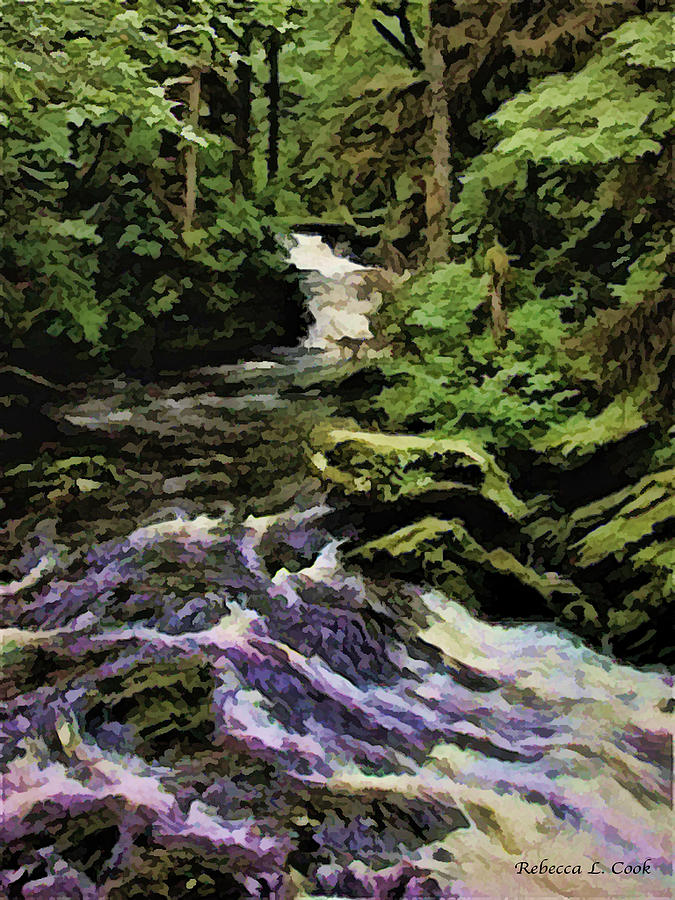 Small Alaskan Waterfall Digital Art by Bellesouth Studio