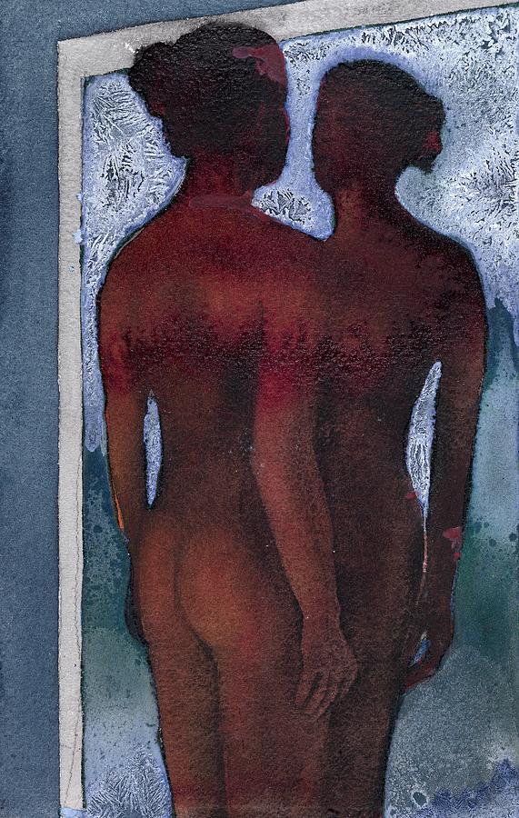 Nude Painting - Small Blue Mirror by Graham Dean