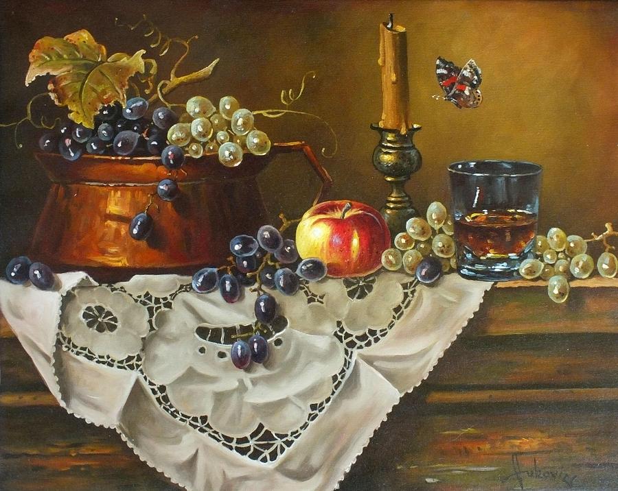 Still Life Painting - Small candlestick by Dusan Vukovic