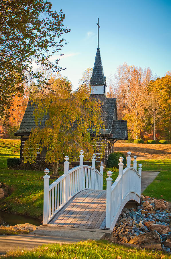 Small Chapel Across The Bridge In Fall Photograph by Alex Grichenko