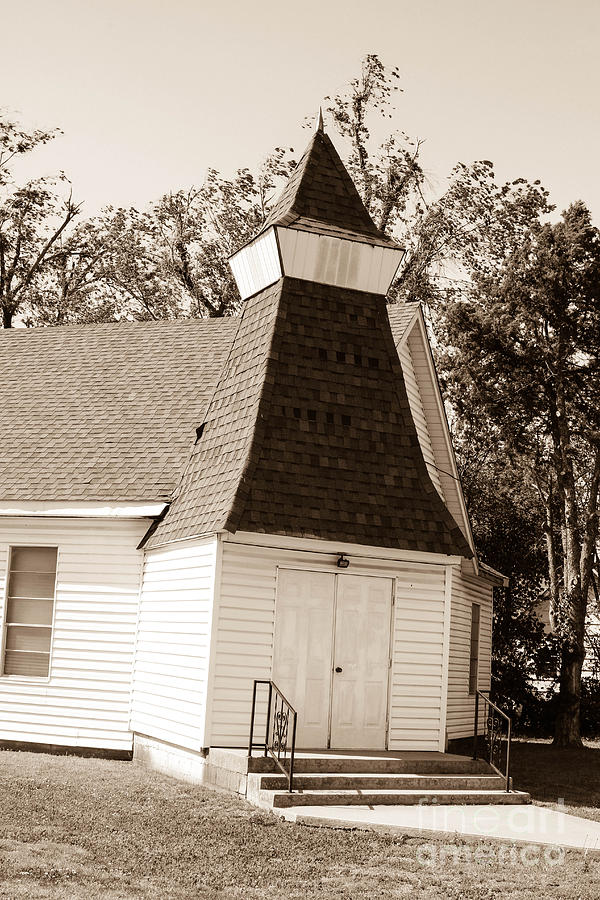 White Church Photograph - Small church in golden touch by Laura Deerwester