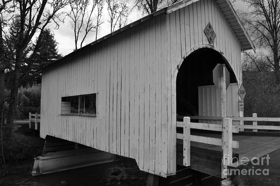 Black And White Short Covered Bridge Photograph by Kirt Tisdale