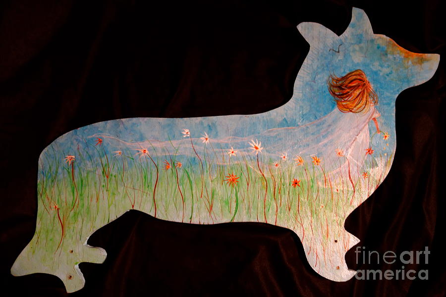 Small Dog Cut Out With Bride In Wind Painting by Jacqueline Athmann