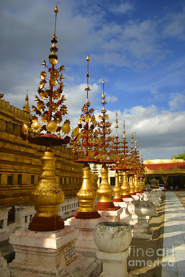Small Gilded Stupas With Golden Flowers At The Base Of The Shwezigon Pagoda Nyaung Oo Bagan Photograph by PIXELS  XPOSED Ralph A Ledergerber Photography