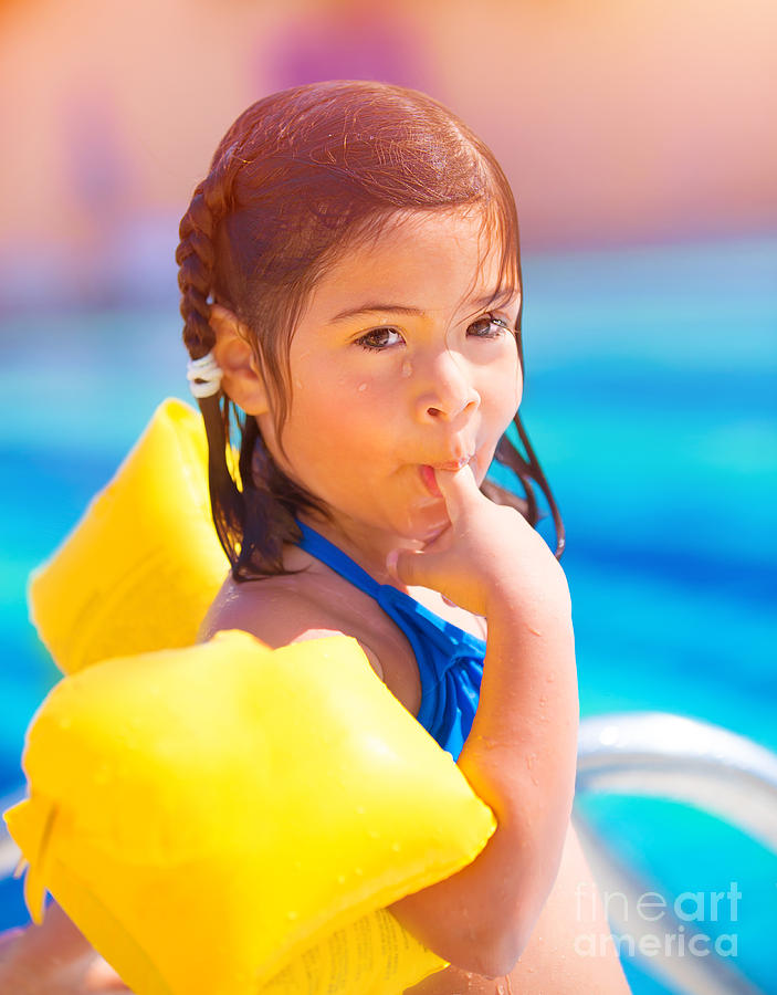 Summer Photograph - Small girl in poolside by Anna Om