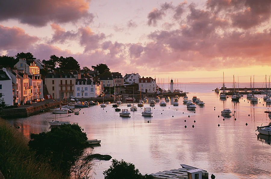 Small harbour Belle-Ile-en-Mer at sunset Photograph by Clu