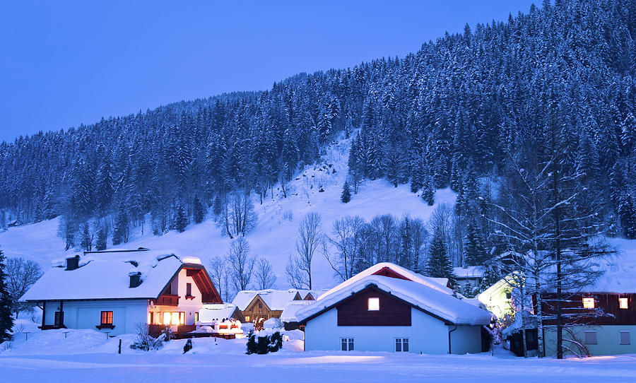 Small Houses In Winter Wonderland Photograph by Stockimages at