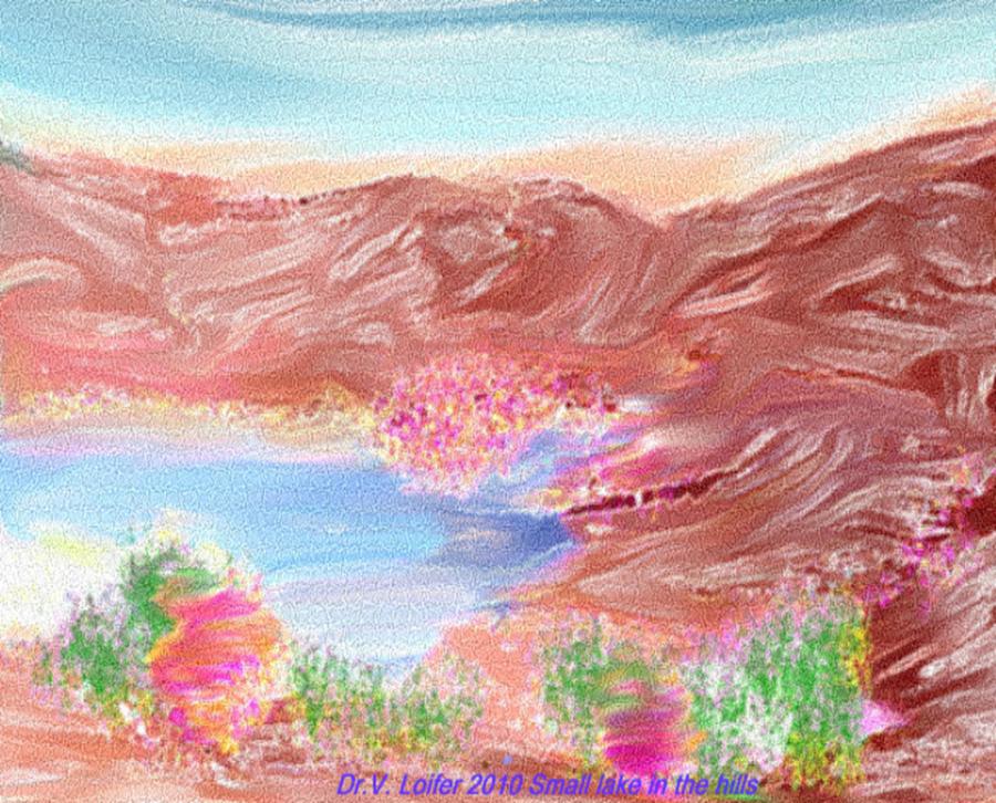 Small lake in the hills.Little morning miracle. Digital Art by Dr Loifer Vladimir