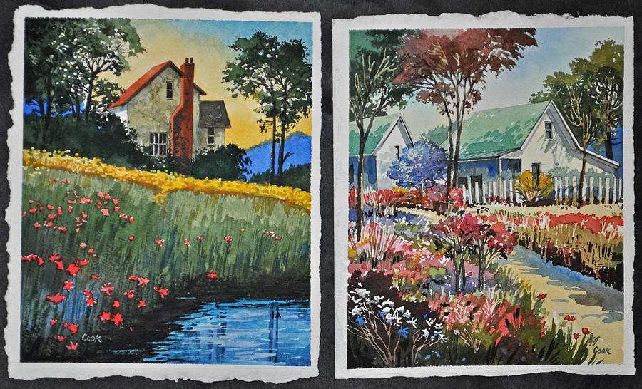 Small landscape cards Painting by Robert W Cook 
