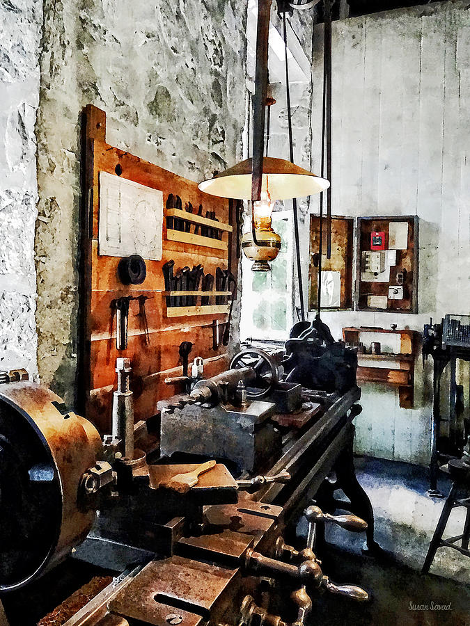 Small Lathe in Machine Shop Photograph by Susan Savad