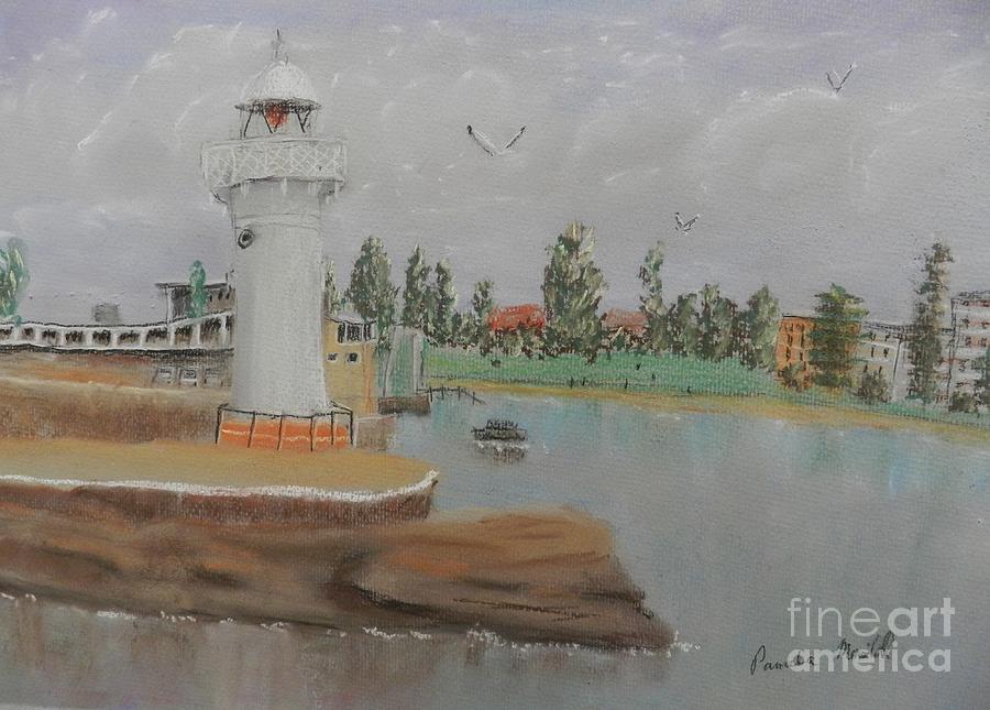 Small Lighthouse At Wollongong Harbour Painting