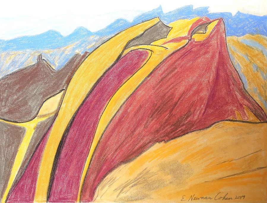 Mountain Drawing - Small Makhtesh by Esther Newman-Cohen