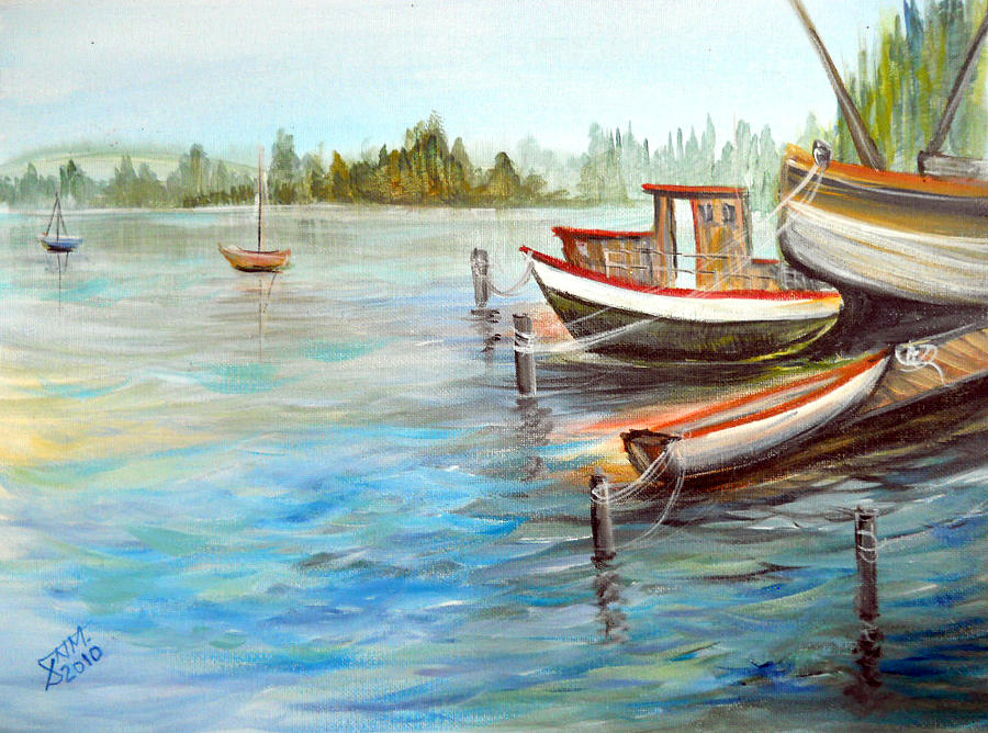 Small Marina Painting by Dorothy Maier