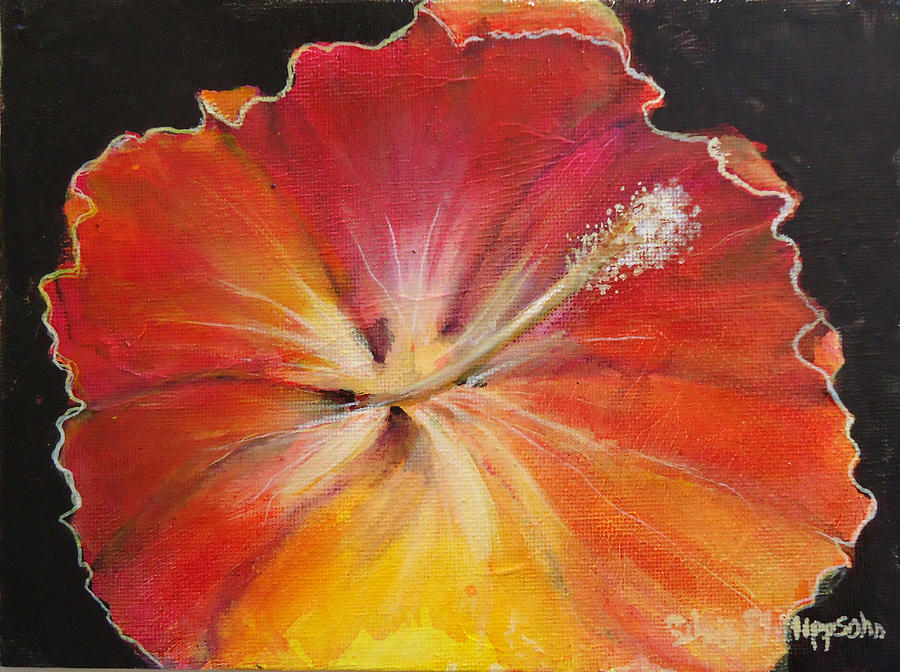Small Red Hibiscus Painting Painting by Silvia Philippsohn