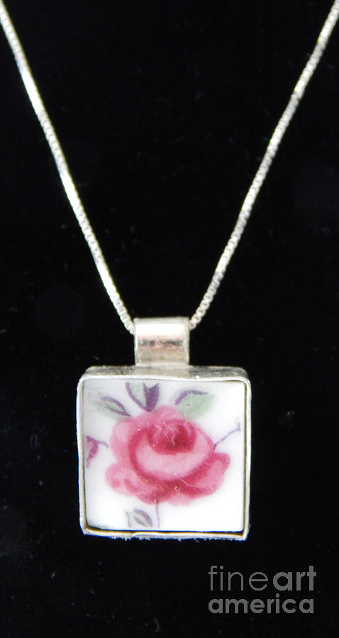 Small Rose Pendant Glass Art by Patricia Tierney