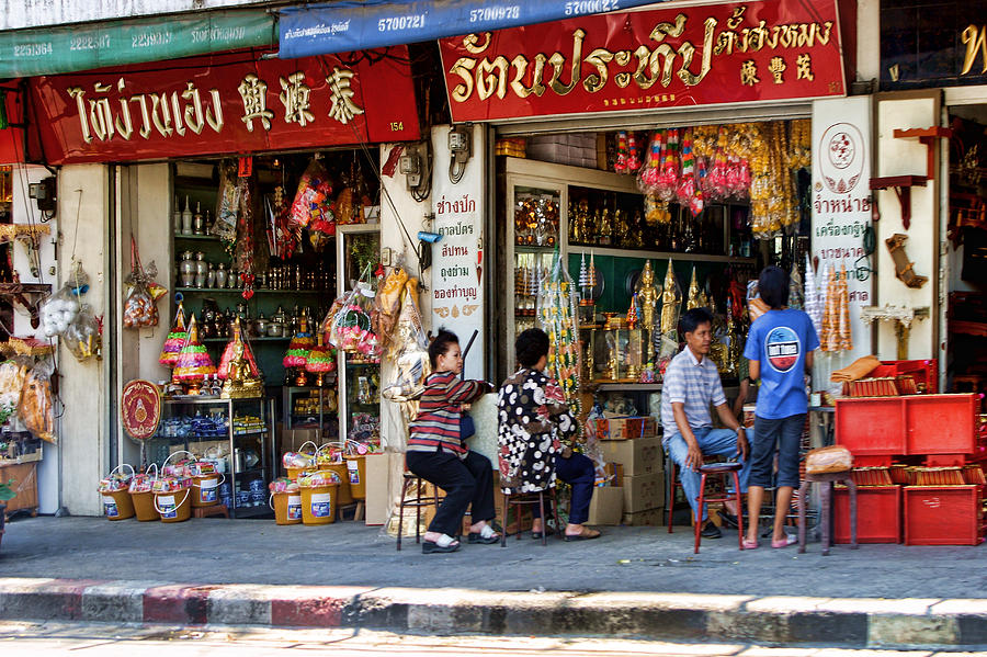 Small Shops on Street Bangkok Photograph by Linda Phelps - Fine Art America