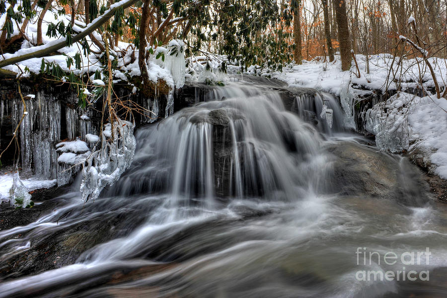 Small stream waterfall in winter Photograph by Dan Friend