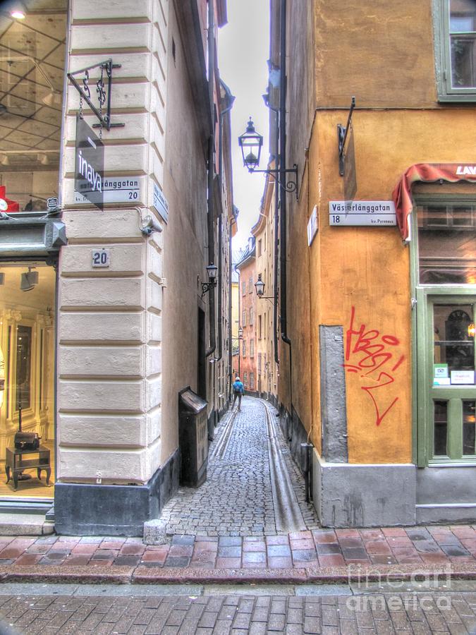 City Pyrography - small street Stokholm by Yury Bashkin