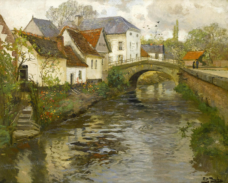 Landscape Painting - Small town near La Panne by Frits Thaulow