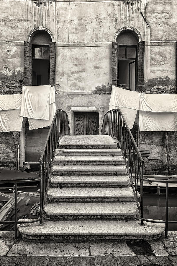 Architecture Photograph - Small Traditional Staircase in front of Old Buildings in Venice by Francesco Rizzato