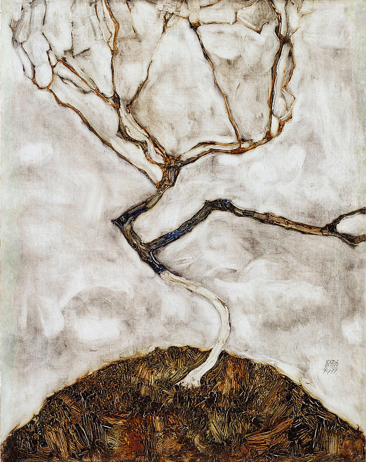 Small Tree in Late Autumn Painting by Egon Schiele