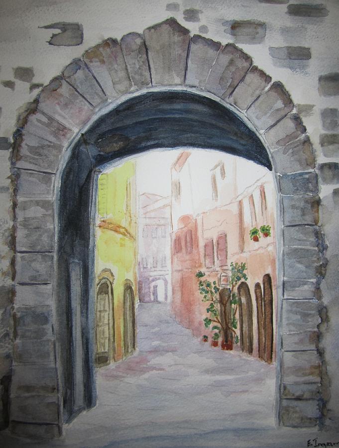 Italy Painting - Small Village in Italy by Elvira Ingram