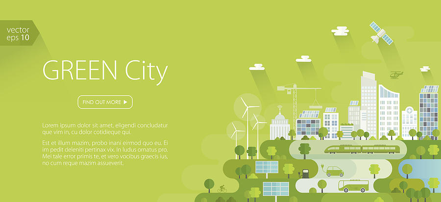 Smart Green City Banner Drawing by DrAfter123