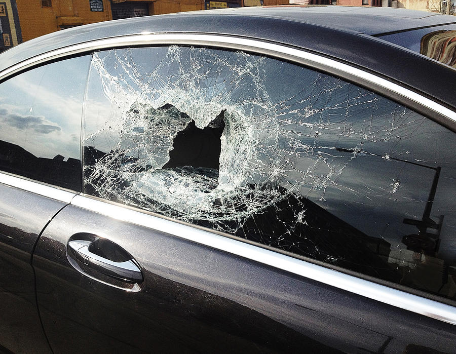 Smashed car window Photograph by William Andrew