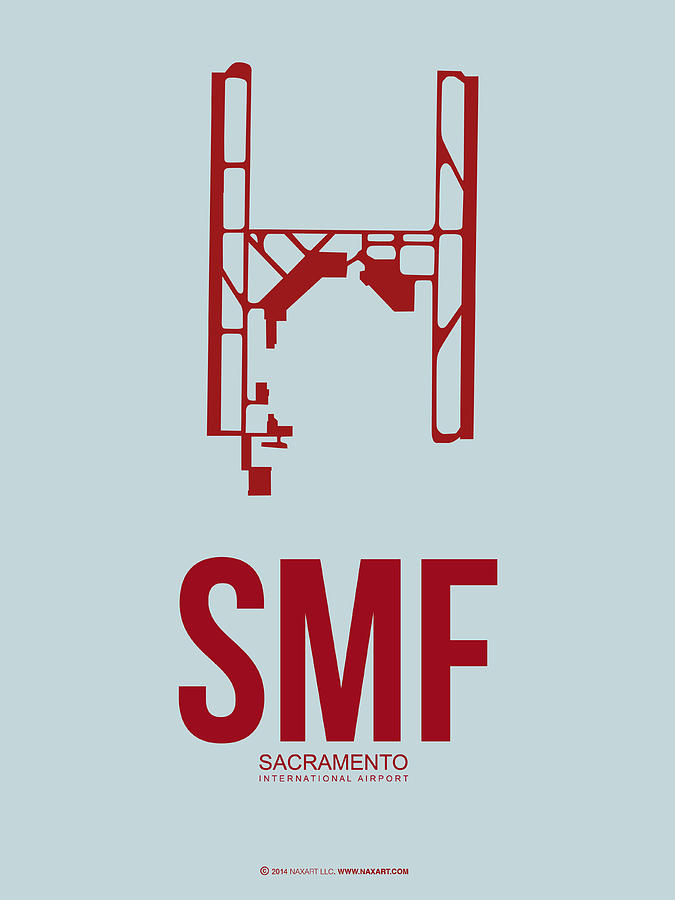 Sacramento Digital Art - SMF Sacramento Airport Poster 2 by Naxart Studio