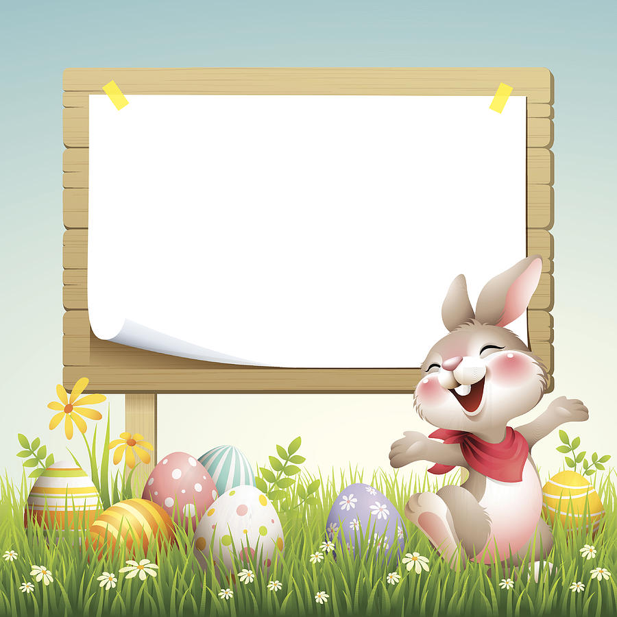 Smiley Bunny - Easter Billboard Drawing by Nokee