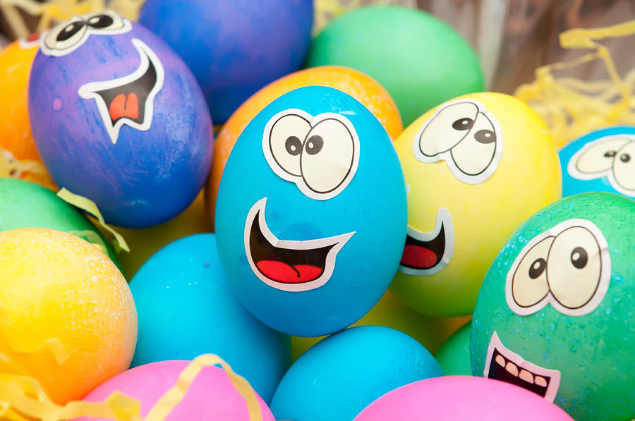 Smiley Easter Eggs In A Holiday Basket Arrangement Photograph by Alex Grichenko