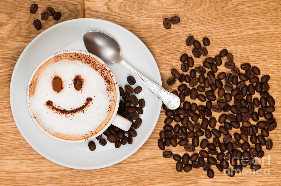 Coffee Photograph - Smiley Face Coffee by Amanda Elwell