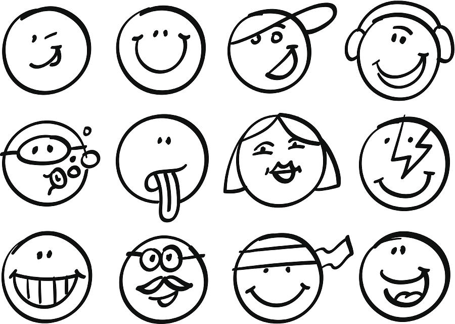 Smiley faces collection Drawing by Khalus