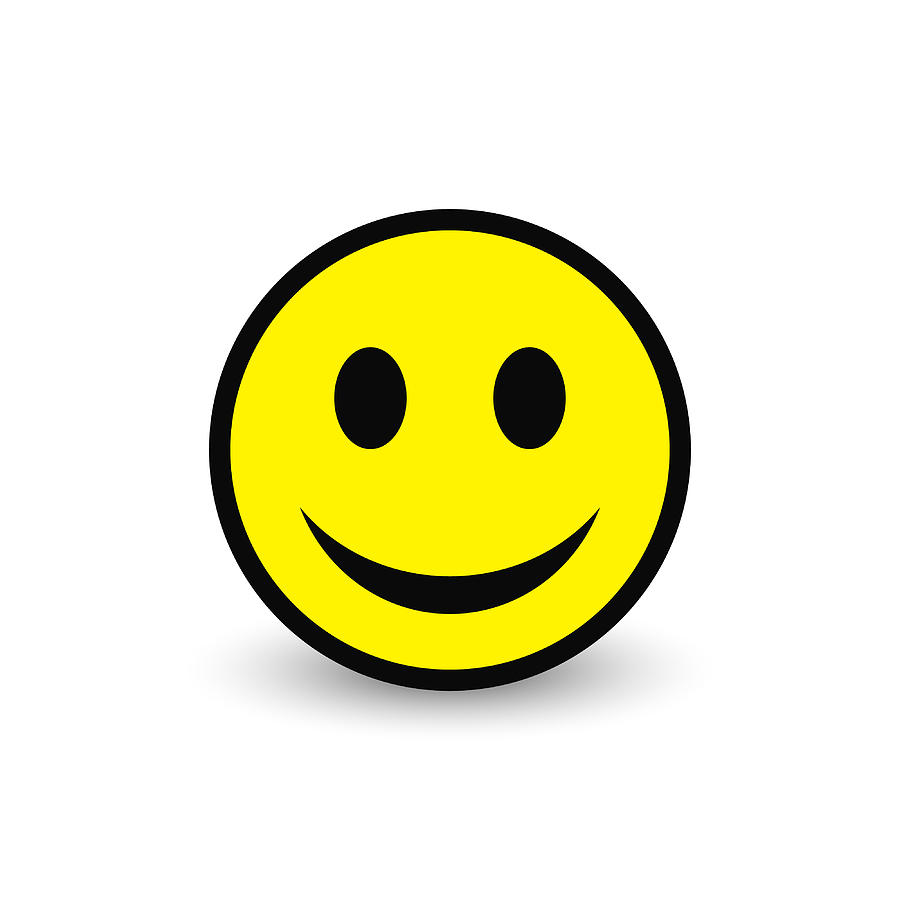 Smiley yellow icon. Vector emoticon happy face. Drawing by Tanya St