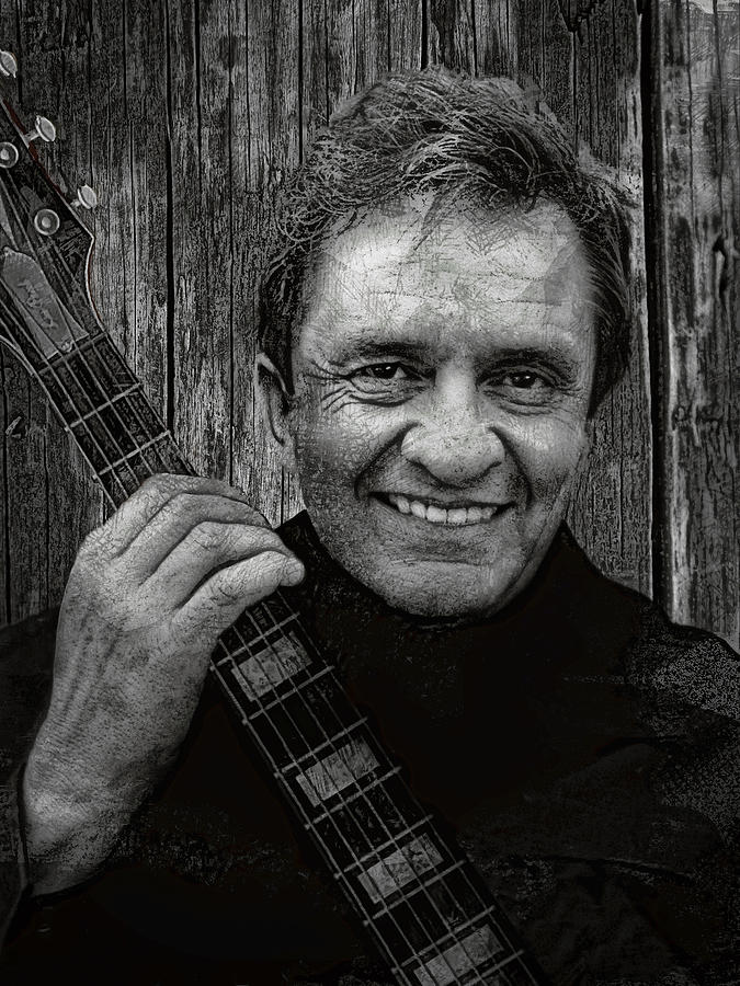 Johnny Cash Digital Art - Smiling Johnny Cash by Daniel Hagerman Johnny Cash Digital Art - Smiling Johnny Cash by Daniel Hagerman
