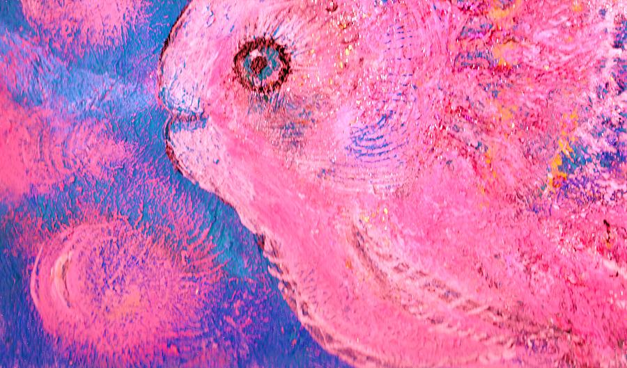 Fish Painting - Smiling Pink Fish with Bubbles by Anne-Elizabeth Whiteway